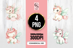 Pastel Fairy Unicorn Watercolor Clipart Sublimation PNG Product Image 1