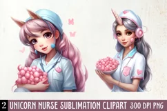 Unicorn Nurse Clipart, Unicorn Nurse Sublimation Product Image 1