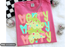 Merry And Bright PNG | Preppy Pink Christmas Sublimation Product Image 1