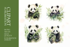 Watercolor cute panda clipart sublimation png Product Image 1