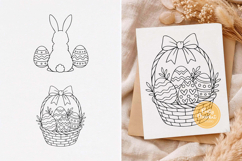 Easter Bunny svg, Easter Basket, Easter svg, Line Drawing Product Image 1
