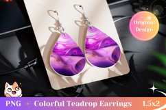 Neon Purple Teardrop Earring Design, Abstract Earring PNG Product Image 1