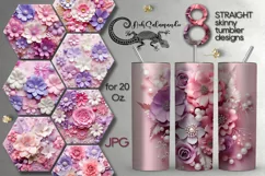 3D papercut pink & purple Flowers | 8 Skinny tumbler designs Product Image 1