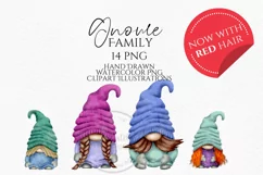Pastel Family Gnomes | Watercolor Clipart Png Product Image 1