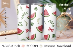 Watercolor Watermelon Tumbler Wrap, Summer Tumbler Template Product Image 1