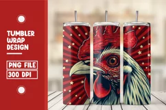 Patriotic Rooster 20 oz Tumbler Wrap - 4th of July Tumbler Product Image 1