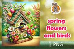spring flowers, bird, birdhouse Product Image 1