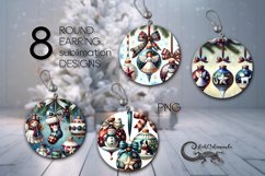 Vintage Christmas | xmas Round earring Sublimation designs Product Image 1
