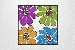 Colorful Four Petal Flowers Block Embroidery Design Product Image 1