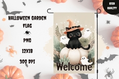 Cute Halloween Cat Garden Flag, Welcome Garden Flag Print Product Image 1