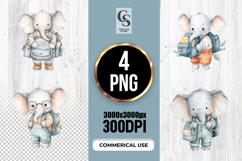 Cute Elephant School Characters Clipart Sublimation PNG Product Image 1