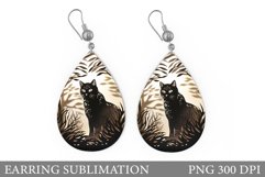 Black Cat Earring Design. Cat Earring Sublimation Product Image 1