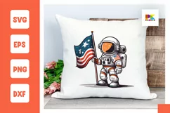 cute baby astronaut holding USA flag clipart svg, Product Image 1