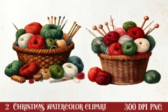 Festive Christmas Sewing Clipart , Christmas PNG Product Image 1
