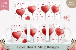 Lollipop Mug Wrap Design, Love Hearts Mug Template Product Image 1