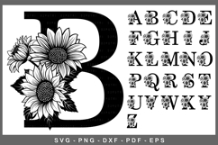 Sunflower Monogram Letters, Monogram Font SVG Cut Files Product Image 1