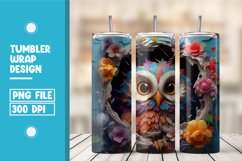 3D Owl Floral Tumbler Wrap Sublimation Product Image 1