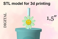 Daisy Smiley Straw Topper, STL File for 3d printing Product Image 1