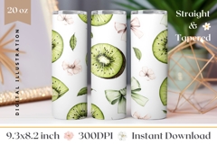Watercolor Kiwi Tumbler Wrap, Fruits Tumbler Template Product Image 1