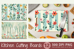 Picket Fence Flowers Cutting Boards sublimation Designs Product Image 1