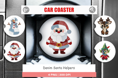 Santa Helpers Denim Car Coaster Product Image 1