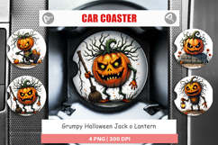 Car Coaster Grumpy Jack o Lantern Product Image 1