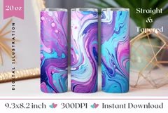 Liquid Paint Tumbler Wrap, Fluid Art Tumbler Sublimation PNG Product Image 1
