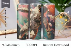 Futuristic Space Tumbler Wrap, Astronaut Tumbler Sublimation Product Image 1
