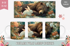 Cartoon Bear Mug Wrap Design, Forest Mug Sublimation Product Image 1