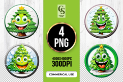 Cute Cartoon Green Tree Clipart Sublimation PNG Product Image 1