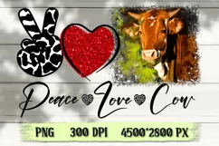 Peace Love Cow | PNG Sublimation design, t shirt print Product Image 1