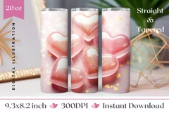 Glitter Love Hearts Tumbler Template, Valentine's Day PNG Product Image 1
