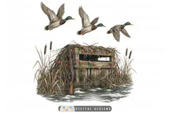 Christmas Mallard PNG | Holiday Lights Duck Hunting PNG Product Image 1