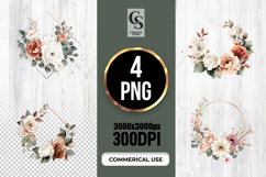 Geometric Floral Wreath Watercolor Clipart Sublimation PNG Product Image 1