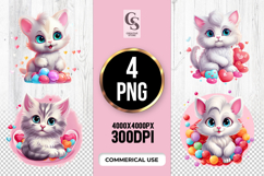 Cute Kawaii Kitten Candy Clipart Sublimation PNG Product Image 1