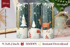 Christmas Tumbler Wrap, Winter Forest Tumbler Sublimation Product Image 1