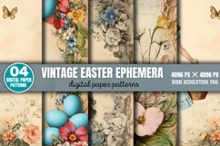 Vintage Easter Ephemera Digital Paper PNG Product Image 1
