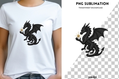 Black Embroidery Dragon PNG, Fantasy Dragon Clipart, Gothic Product Image 1