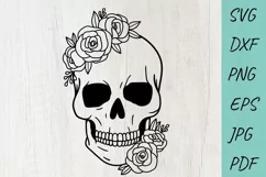 Floral Skull SVG, Skull flowers, Skull svg cut files Product Image 1