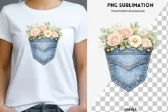 Denim pocket flowers png design for T-shirts Product Image 1