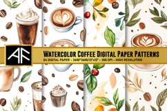 Watercolor Coffee Digital Paper Patterns Product Image 1