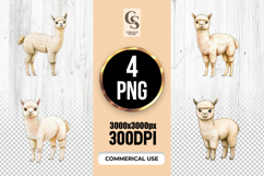 Cute Alpaca Watercolor Farm Animal Clipart Sublimation PNG Product Image 1