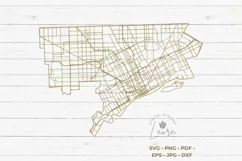 Detroit Michigan city road map SVG PNG Product Image 1