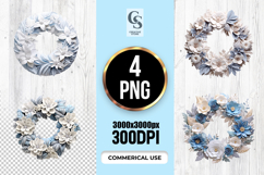 Elegant Blue and White Floral Wreath PNG Product Image 1