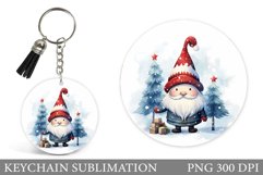 Winter Gnome Keychain. Christmas Gnome Keychain Sublimation Product Image 1