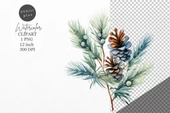 Christmas clipart, Pine branch clipart, Blue Christmas Product Image 1