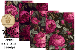 Shabby Chic, Maroon, Flowers, Papers, Junk Journal Product Image 1