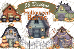 Halloween Cottagecore Barn PNG Clipart, Fall Style Product Image 1