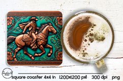 3d cowboy tooled leather square coaster sublimation Product Image 1