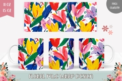 Abstract Tulips Mug Design, Abstract Mug, Floral Mug PNG Product Image 1